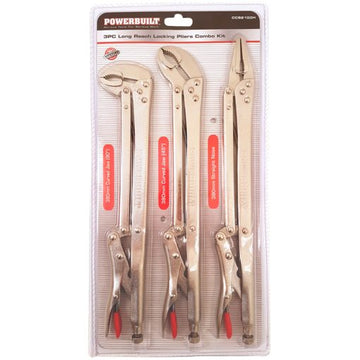 Powerbuilt 3pc Long Reach Locking Pliers Combo Kit | Alltrade
