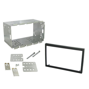 Universal double-din fascia plate 110mm black trim front view