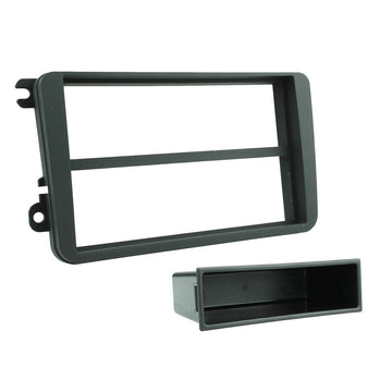 Single DIN dash kit black with removable pocket for VW and Skoda vehicles