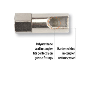 Groz 90-degree hydraulic grease gun coupler, 1/8 BSPT thread
