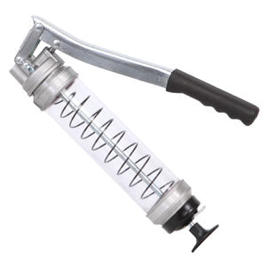 Groz clear lever action grease gun 450gm with polycarbonate tube and steel extension