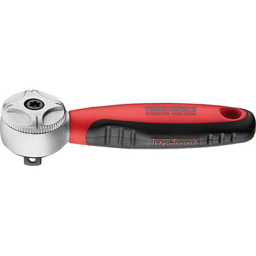 Teng 1/4 inch drive mini ratchet with 72 teeth, short handle and bi-material grip