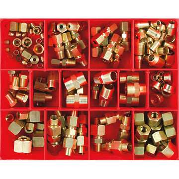 Champion 155-piece brass fittings assortment in storage case