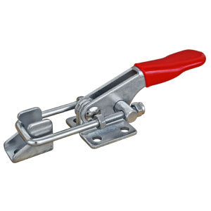 Toggle clamp latch with flanged base and straight handle, 163kg capacity