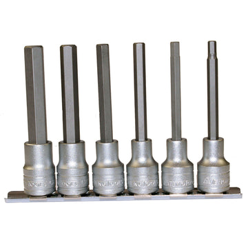 Teng 6-piece 1/2 inch drive hex socket set 5-12mm on metal clip rail