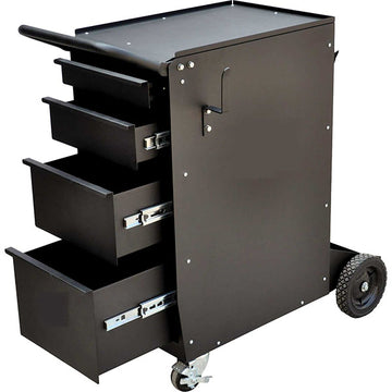 ProEquip PE6025 4-drawer welding cabinet with swivel wheels and cylinder rack