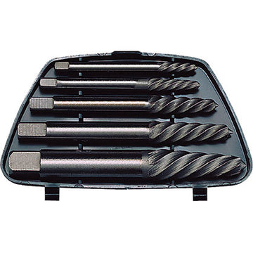 Teng 5-piece screw extractor set with round shank and plastic case
