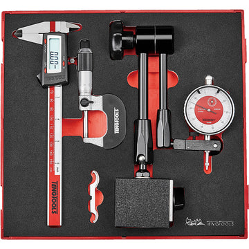 Teng 3-piece measuring tool set in EVA foam tray with digital caliper, micrometer dial indicator and magnetic stand