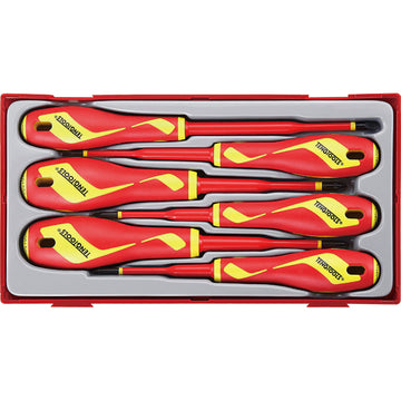 Teng 6-piece VDE 1000V insulated screwdriver set in TC-Tray with slotted, Phillips and Pozidriv drivers