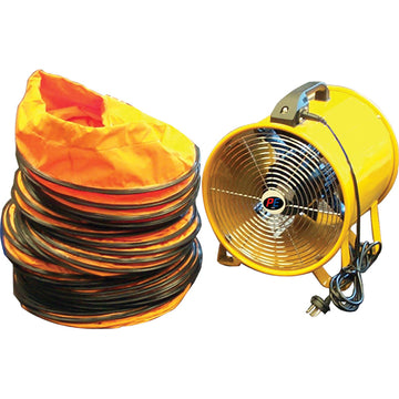 ProEquip PE1025 300mm industrial ventilation fan with flexible ducting