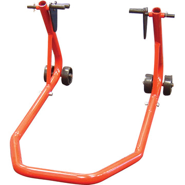 ProEquip PE9803 manual motorbike stand with rear wheel lifted