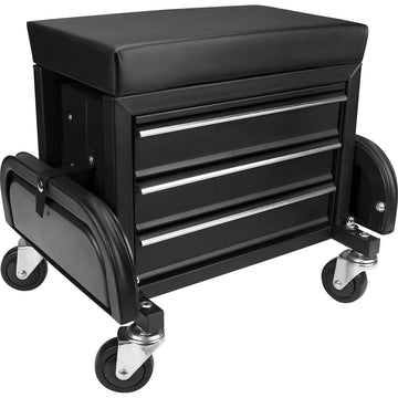 ProEquip PE1020 rolling mechanics seat with 3 drawers and fold-down side trays
