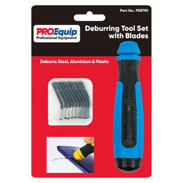 ProEquip deburring tool set with 10 HSS blades