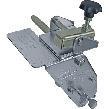 Multitool sharpening jig installed on multitool