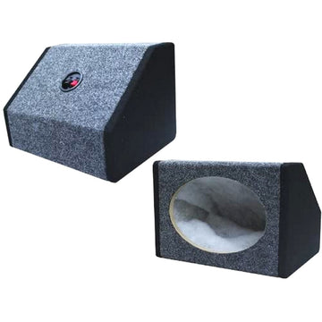 6 inch by 9 inch black MDF speaker box pair