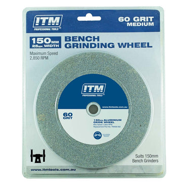 ITM grinding wheel aluminium oxide 150 x 25mm 60 grit with multi-bore bush