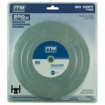 ITM silicone carbide grinding wheel 200 x 25 mm 80 grit with multi-bore bush