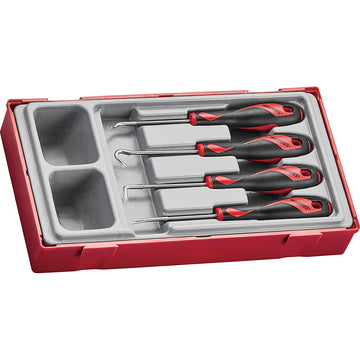 Teng 4pc Hook & Pick Set in plastic TC-Tray with removable lid