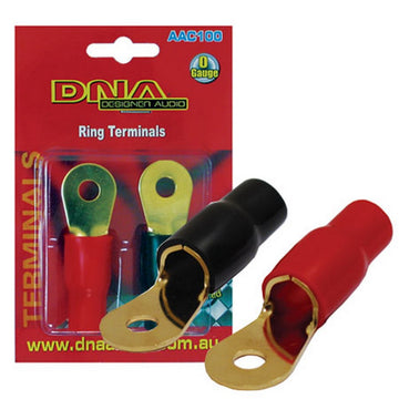 0 AWG ring terminals one black one red