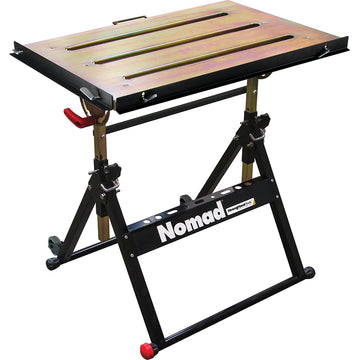 Stronghand Nomad Economy Welding Table with tilted tabletop and retractable guide rails