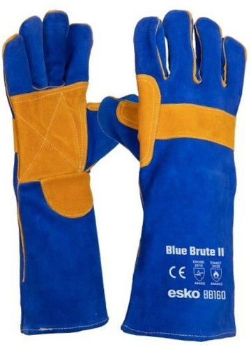 Esko BLUE-BRUTE blue welders glove with reinforced palm and knuckle bar, 406mm long