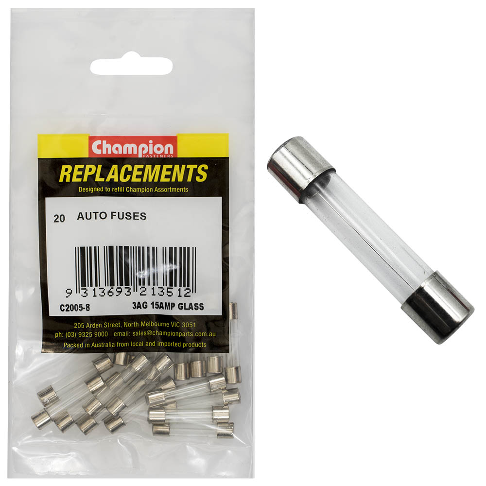 Champion 3Ag 15Amp Glass Fuse -20pk | ISL