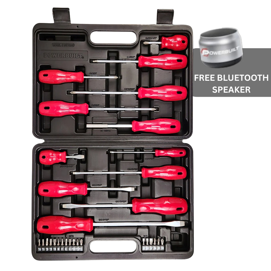 Powerbuilt 31pc Screwdriver Set *FREE Mini Bluetooth Speaker