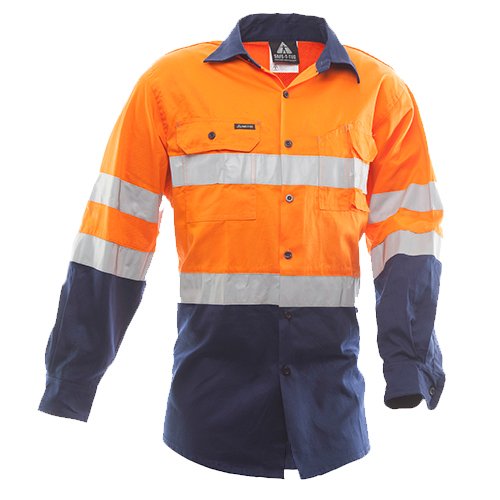Esko Hi-Vis D/N Cotton Shirt, Orange/Navy -Size 4XL