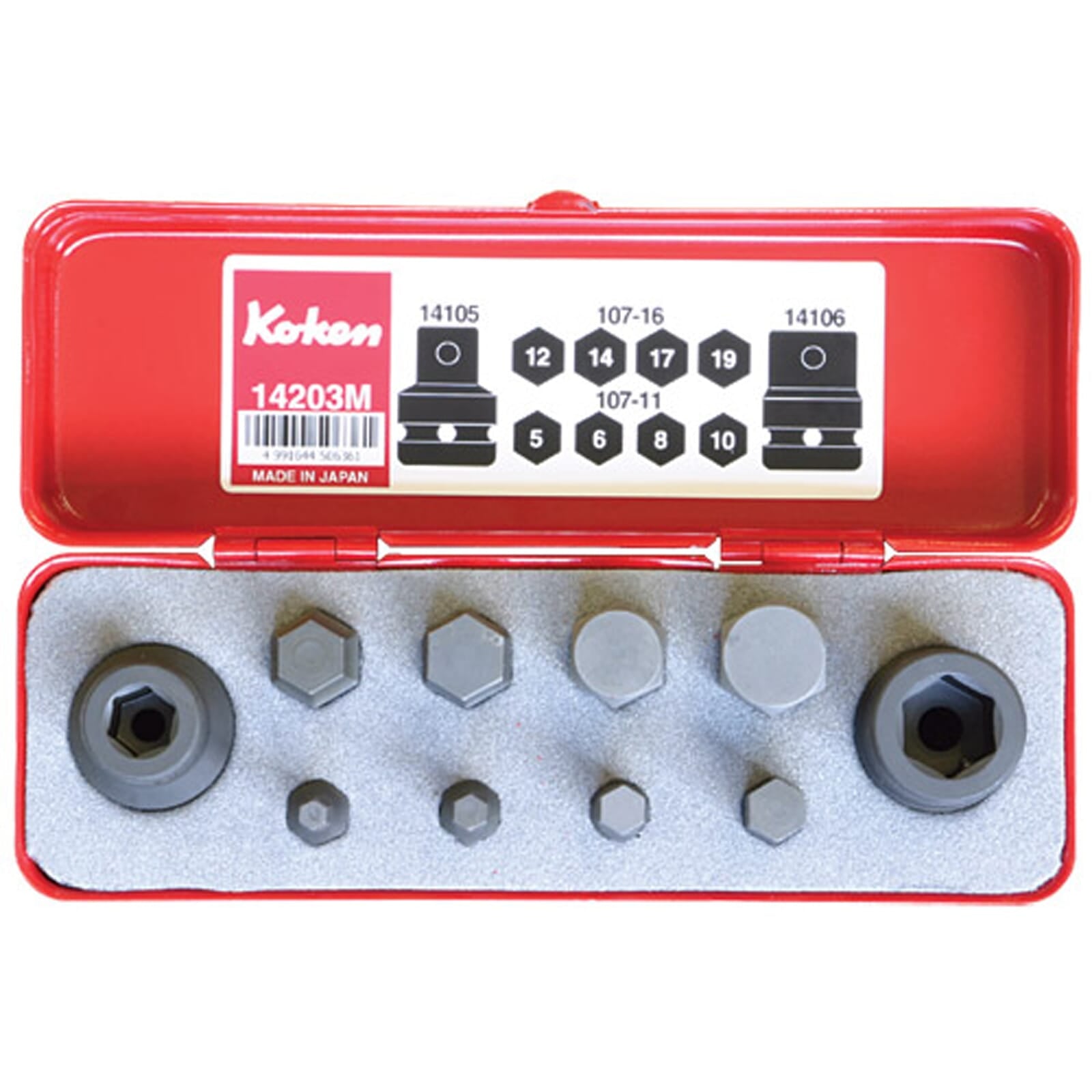 Koken 14209M Impact Hex Bit Socket Set 10pc 1/2"Dr 5-19mm (2 x Bit Holders, 183H.35 & 107.16 Hex Bits) – Koken 14209M Impact