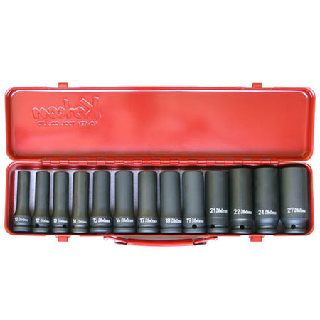 Koken 14208M Deep Impact Socket Set 6pt 13pc 1/2"Dr 10-27mm | Hobeca