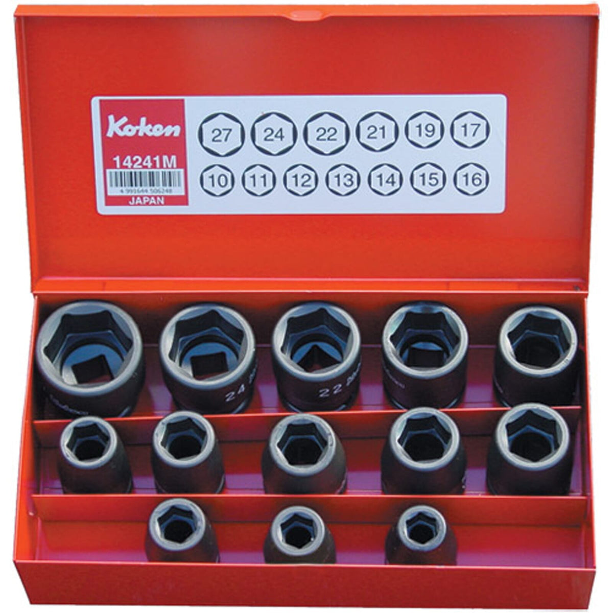 Koken 14241M Impact Socket Set 13 pc 1/2"Dr 10-27mm | Hobeca