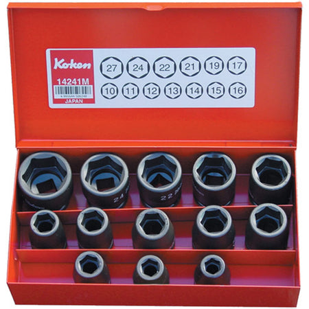 Koken 14241M Impact Socket Set 13 pc 1/2"Dr 10-27mm | Hobeca