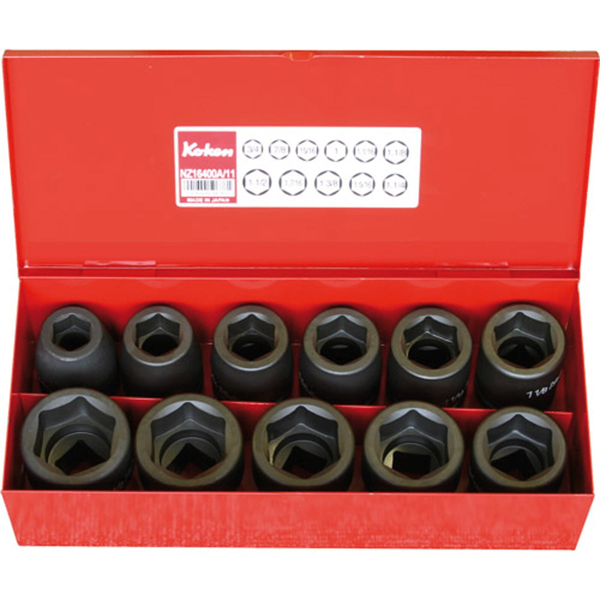 Koken 16201A Impact Socket Set 3/4"Dr 11pc 3/4"-1.1/2" | Hobeca