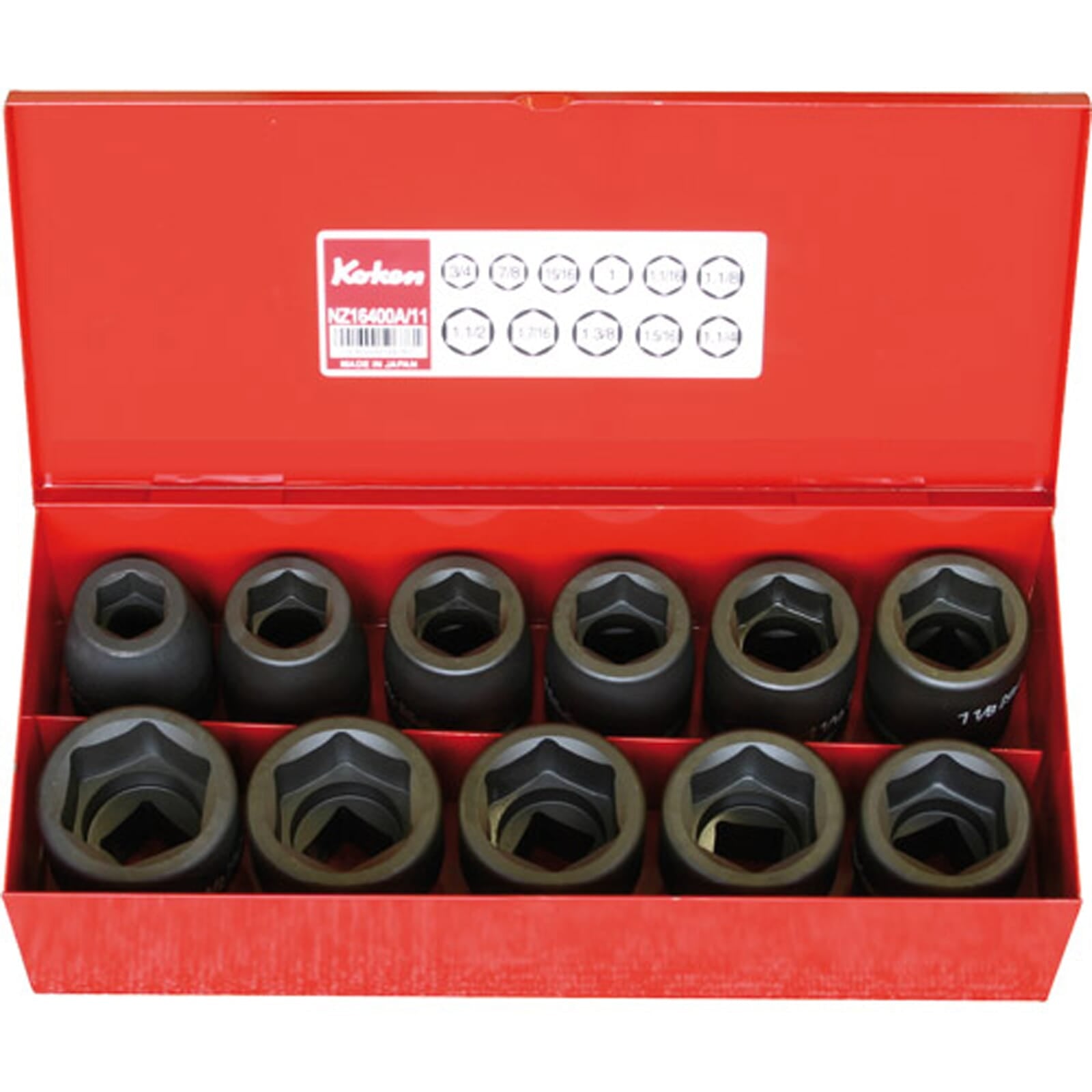 Koken 16201A Impact Socket Set 3/4"Dr 11pc 3/4"-1.1/2" | Hobeca