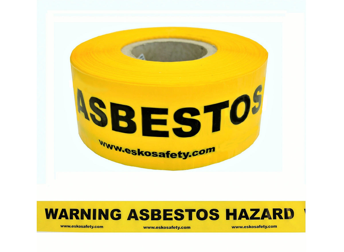 WARNING TAPE 'ASBESTOS WARNING', 75mm x 250m (Yellow) | Esko