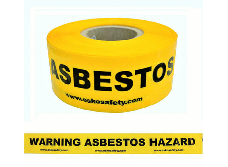 WARNING TAPE 'ASBESTOS WARNING', 75mm x 250m (Yellow) | Esko