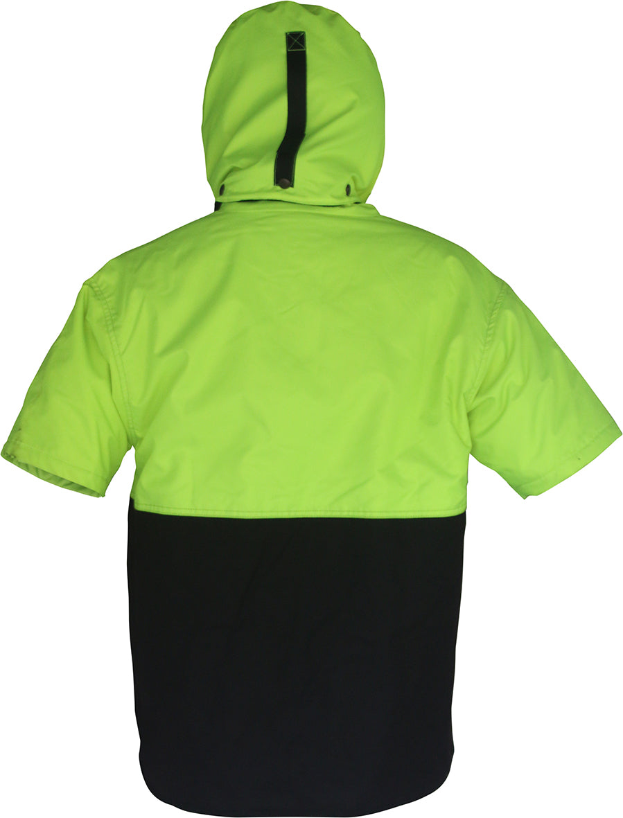Caution Hooded D/O Oilskin Short Sleeve Vest | Esko