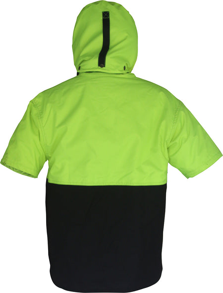 Caution Hooded D/O Oilskin Short Sleeve Vest | Esko