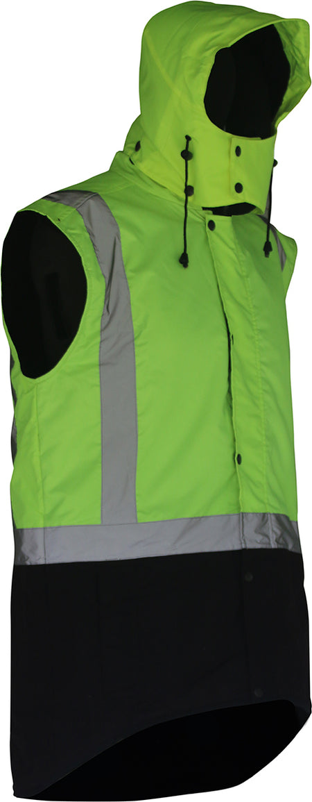 Caution Hooded D/N Oilskin Sleeveless Vest | Esko