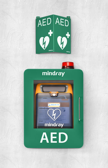Mindray AED Wall Cabinet for Mindray C Series with alarm and location sign | Connected Healthcare Systems