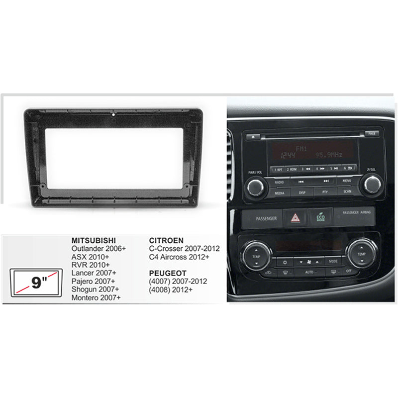 Fitting Kit 9" Dash Kit Mitsubishi Outlander 2006 On Asx 2010 On / Rvr 2010 On (Black) | Formula