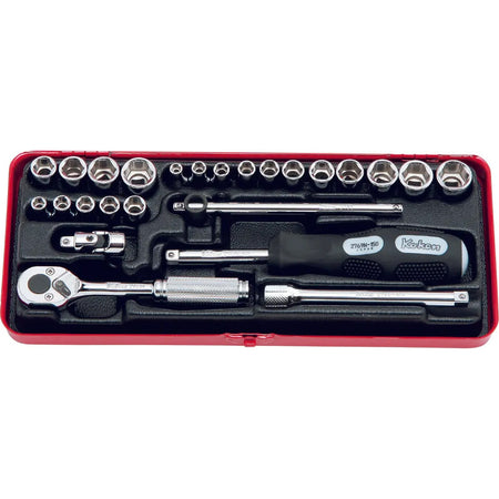 Koken 2201AM Socket Set 12pt 25pc 1/4"Dr 3/16-1/2" & 4-13mm | Hobeca