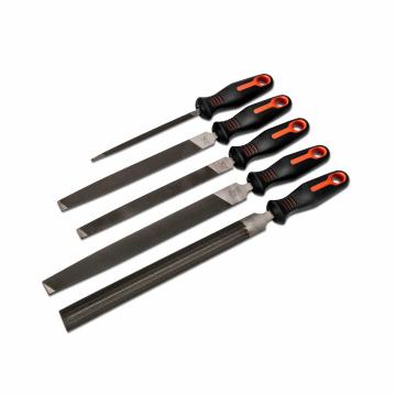 Crescent File Set, 5Pc, W/Ergonomic Handle, Pouched | Accent Tools