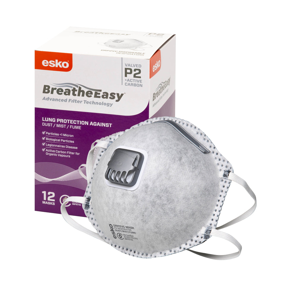 Esko Breathe Easy P2 Valved Mask with Carbon Filter, Box 12 masks