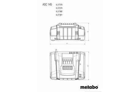 Metabo 12V - 36V ASC 145 Air-Cooled Slide-On Battery Pack Super-Fast Charger | Accent Tools