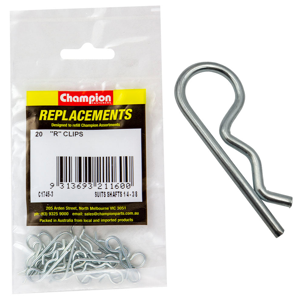 Champion R-Clip To Suit 1/4in To 3/8in Shaft Dia. -20pk | ISL