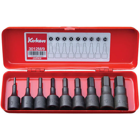 Koken 3012M/9 Inhex Socket Set In Case 9pc 3/8"Dr 3-14mm | Hobeca
