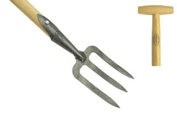 Dewit 3-prong handfork with ash T-handle