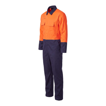 Esko Polycotton Stretch DO Long Sleeve Zip Overall,Orange/Navy