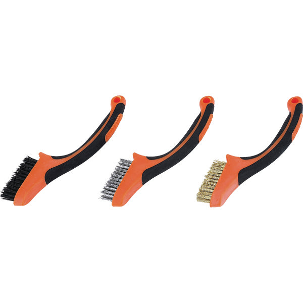 Tactix 3pc mini brush set with nylon brass and stainless steel bristles